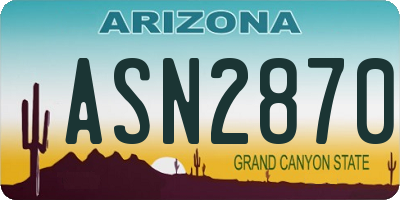 AZ license plate ASN2870