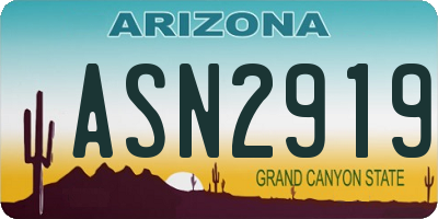 AZ license plate ASN2919
