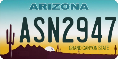 AZ license plate ASN2947