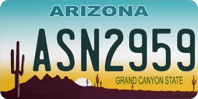 AZ license plate ASN2959
