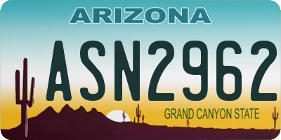 AZ license plate ASN2962