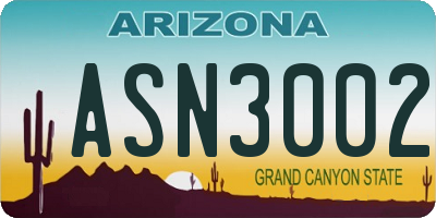 AZ license plate ASN3002
