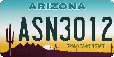 AZ license plate ASN3012