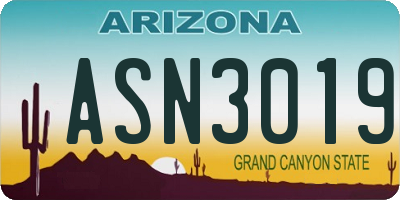 AZ license plate ASN3019