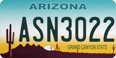 AZ license plate ASN3022