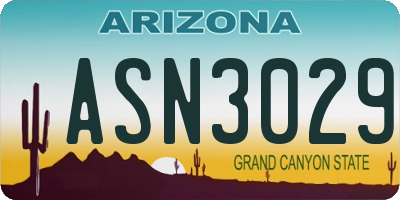 AZ license plate ASN3029