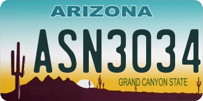 AZ license plate ASN3034