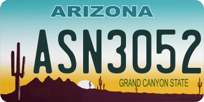 AZ license plate ASN3052