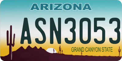AZ license plate ASN3053