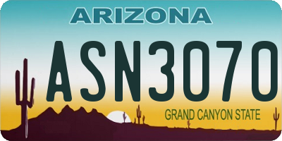 AZ license plate ASN3070