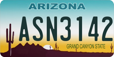 AZ license plate ASN3142