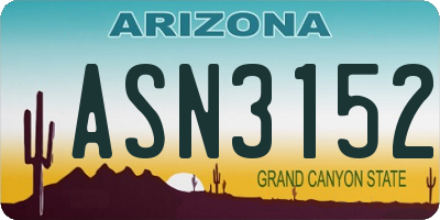 AZ license plate ASN3152