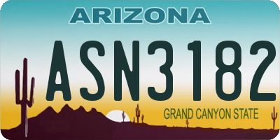 AZ license plate ASN3182