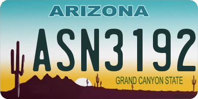 AZ license plate ASN3192