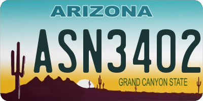 AZ license plate ASN3402