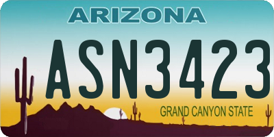 AZ license plate ASN3423
