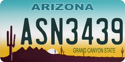 AZ license plate ASN3439