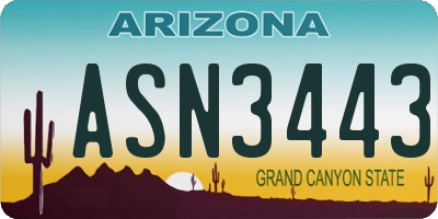 AZ license plate ASN3443