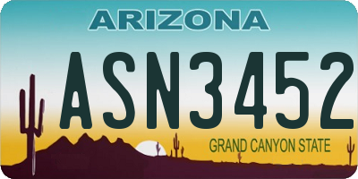 AZ license plate ASN3452