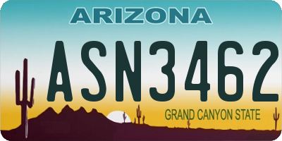 AZ license plate ASN3462