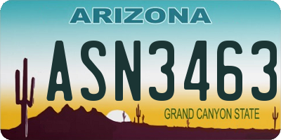 AZ license plate ASN3463