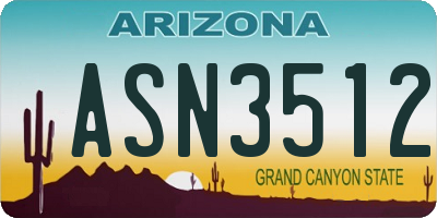 AZ license plate ASN3512
