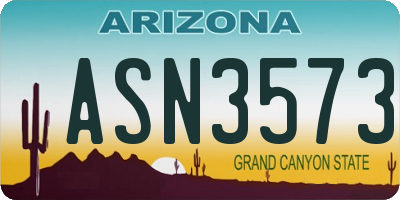 AZ license plate ASN3573