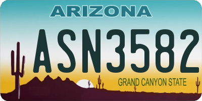 AZ license plate ASN3582
