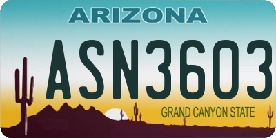 AZ license plate ASN3603
