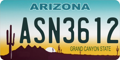 AZ license plate ASN3612
