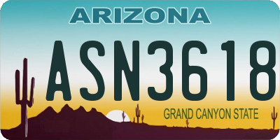 AZ license plate ASN3618
