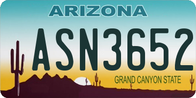 AZ license plate ASN3652