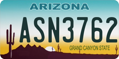 AZ license plate ASN3762