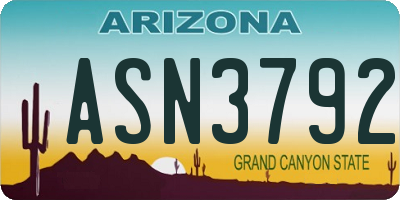 AZ license plate ASN3792