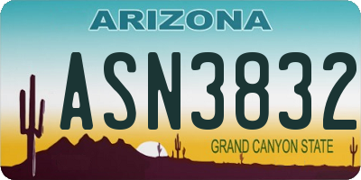 AZ license plate ASN3832