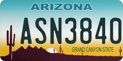 AZ license plate ASN3840