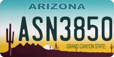 AZ license plate ASN3850