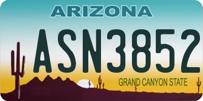 AZ license plate ASN3852