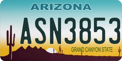 AZ license plate ASN3853