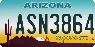 AZ license plate ASN3864