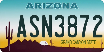 AZ license plate ASN3872