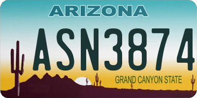 AZ license plate ASN3874