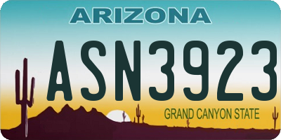 AZ license plate ASN3923