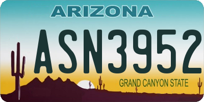 AZ license plate ASN3952