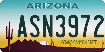 AZ license plate ASN3972