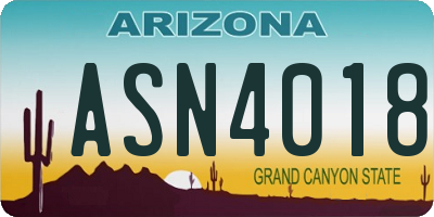 AZ license plate ASN4018