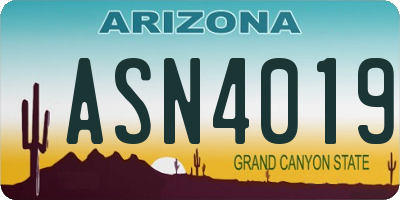 AZ license plate ASN4019
