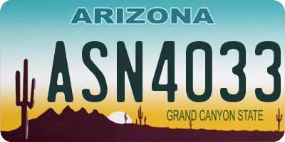 AZ license plate ASN4033