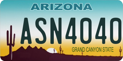AZ license plate ASN4040