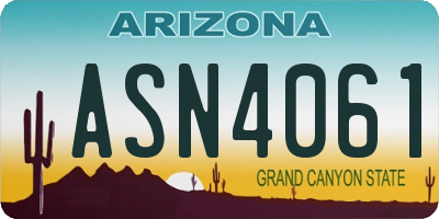 AZ license plate ASN4061